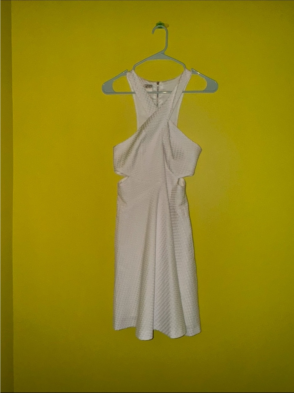 White Textured Mini Cutout Dress